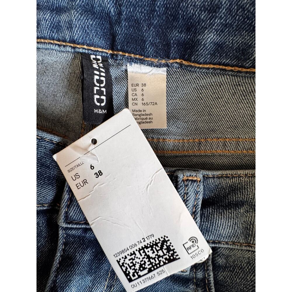 Nwt H&M DIVIDED Women's Blue Curved Leg High Waist Denim Jeans Size 6 - Picture 5 of 8